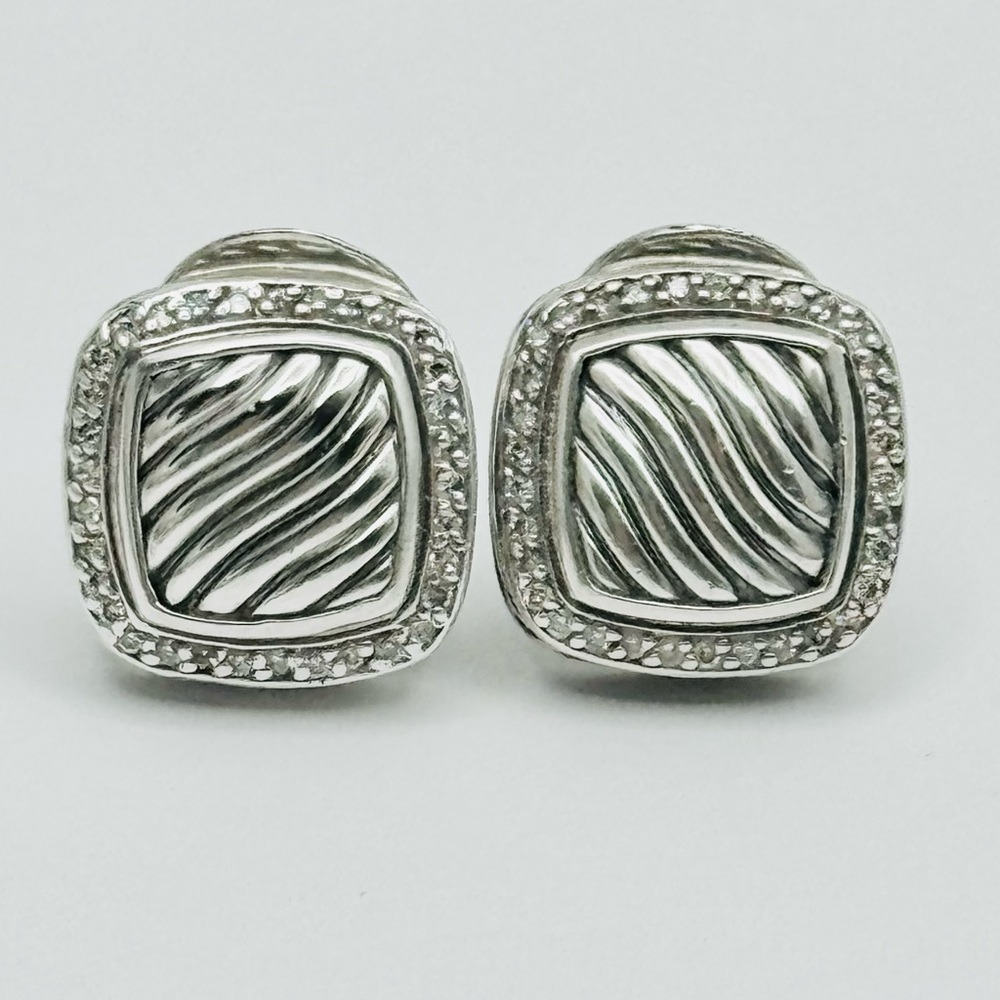 David Yurman Albion 11mm Sculpted Earrings With Diamonds